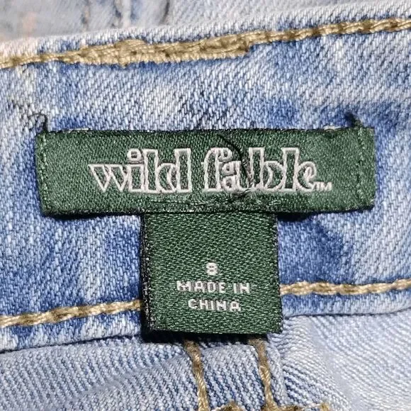 Wild Fable Rose Print Denim Jean Cut Off Shorts Jr Sz 9 Raw Fringe Hem - Picture 3 of 10